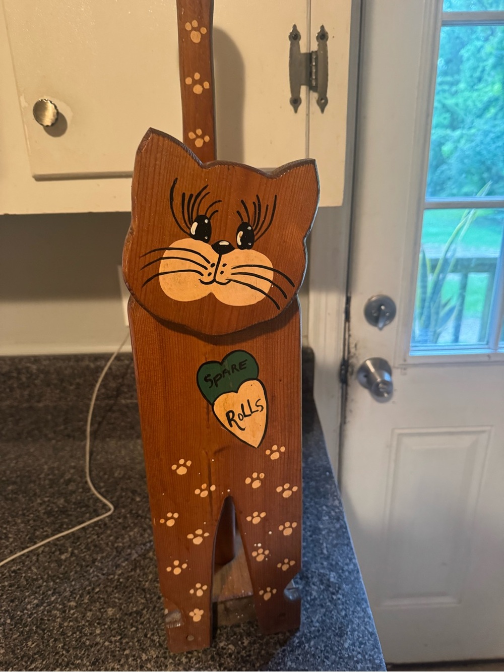 VTG Hand-Painted Wooden Cat Toilet Paper Holder - Super Cute - Picture 13 of 13